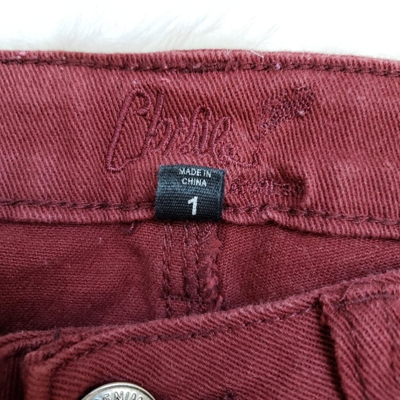 ChiQle Super Skinny Burgundy Distressed Jeans - Picture 5 of 7